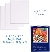 COOL BANK Acrylic Paint Set, 46 Piece Professional Painting Supplies Set, Includes 24 Acrylic Paints, 12 Painting Brushes, Canvas, Palette, Acrylic Painting Pad, for Artists,Students and Kids - Arteztik
