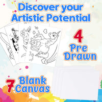 Dinonano - Kit de pintura acrílica para niños con pinceles de caballete y paleta de mezclas - Actividades artísticas y artesanales para niños y niñas de 4 a 9 años - Arteztik
