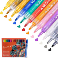 Rotuladores acrílicos de pintura de 24 colores para rocas, madera, metal, vidrio, plástico, lienzo, cerámica, álbum de fotos, manualidades y proyectos escolares en casi todas las superficies. - Arteztik

