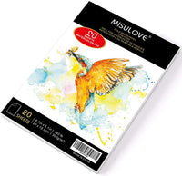 MISULOVE 6.1 x 8.7 pulgadas, almohadilla de papel de acuarela, prensado en frío, libre de ácidos, ideal para pintura de acuarela y medios húmedos, papel texturizado grande y cuaderno de bocetos, papel de arte para niños, 20 hojas blancas (140lb/300gsm) - Arteztik

