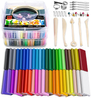 Arcilla de polímero, 46 bloques de arcilla de modelado de color para manualidades con herramientas de esculpir y accesorios en caja de almacenamiento, juego de regalo para niños y niñas (peso 3lb) - Arteztik
