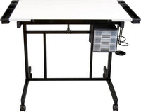 Studio Designs Deluxe Craft Station, mesa de dibujo ajustable superior, mesa de dibujo para manualidades, mesa de dibujo, escritorio de estudio con cajones, 35.8 in de ancho x 24.0 in de profundidad, negro/blanco - Arteztik
