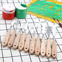 STARVAST - Juego de 10 cuchillos de paleta para artistas, de acero inoxidable, juego de espátulas de pintura flexible con asas de madera resistentes para pintura al óleo acrílico, mezcla de efectos especiales - Arteztik
