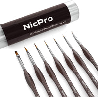 Nicpro - Juego de pinceles de pintura en miniatura, 7 pinceles para acuarela acrílica, pintura de roca y pintura por número para adultos, vienen con estuche - Arteztik
