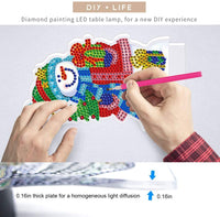 Lámpara LED de pintura de diamante, DIY con forma especial cuentas de diamante diseño de pintura LED luz nocturna punto de cruz bordado mosaico Kit lámpara para decoración del hogar de Navidad regalos para adultos y niños (Snowman) - Arteztik
