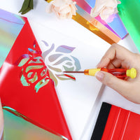 Vinilo holográfico de Navidad, vinilo holográfico, vinilo adhesivo permanente, con destornillador de transferencia y raspador de transferencia para cortadores de manualidades, 12.0 x 12.0 in, 11 unidades - Arteztik
