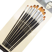 Filbert - Juego de 9 pinceles de pintura para artistas, de nailon, con mango largo, para aceites, acrílicos, gouache y acuarela - Arteztik
