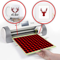 Craftopia Buffalo Hojas autoadhesivas de vinilo a cuadros | Paquete de 3 12.0 x 12.0 in | Patrón impreso de franela a cuadros rojo y negro | Compatible con cortadores Cricut Craft (Buffalo Check) - Arteztik
