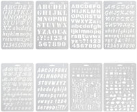 NABLUE - Juego de 8 plantillas de plástico con letras del alfabeto, para dibujar, dibujar, dibujar, dibujar, escala, para planificador de diarios, álbumes de recortes, proyectos de manualidades de pintura - Arteztik
