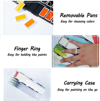 Artsy - Juego de pintura para acuarelas – 38 colores surtidos con 3 pinceles en una funda de transporte – Profesional plegable acuarela campo Sketch Set perfecto para artistas estudiantes, niños, principiantes y más - Arteztik
