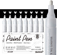Bolígrafos de pintura acrílica negra – Paquete de 8 rotuladores de pintura negra, bolígrafos de pintura acrílica para pintura de roca, madera, metal, metal, cerámica, graffiti, papel, dibujo, calabazas de plástico, juegos de pintura acrílica a base de agu - Arteztik
