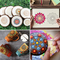62Pcs Mandala Dotting Stencil Tools Set with 20Pcs Blank Drawing Cards,Mandala Painting Brushes Pens Kits for Rock Painting Coloring Nail Dotting Drafting Mandala Tools(Mini Wooden Easel as bouns) - Arteztik
