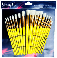 Jerry Q arte 18 Pcs puro Natural de cerdo juego de cepillo para polvo de cerdas para aceite, acrílico, tempera. Corto de madera asas jq181 - Arteztik
