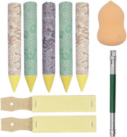 Ertra Big Art Blendersfor - Juego de 9 piezas para bocetos, 0.906 in de ancho, mezcla de grasa, tortillones con sacapuntas de papel de lija y una herramienta de extensión de lápiz para dibujar y licuadora - Arteztik
