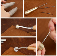 Leather Working Tools, Leather Sewing Tools Kit, Hand Leather Kit with Instructions, Toolbox, UV Stitching Groover, Waxed Thread, Tracing Wheel, and Other Beginners Leather Crafting Tools and Supplies - Arteztik
