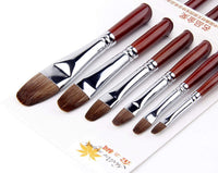 Juego de pinceles para artistas de pelo rojo y puro, para pintura acrílica de acuarela, mango de madera, 6 unidades - Arteztik
