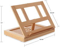 7 elementos de madera de haya Caballete de mesa para arte, pintura, dibujo, ajustable con paleta y almacenamiento - Arteztik
