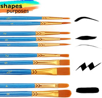 Juego de pinceles de pintura, 2 paquetes de 20 cepillos de nailon para el pelo para acrílico, punta redonda, pintura al óleo, acuarela, artista profesional, pinceles de pintura, kits de pintura de calabaza de Halloween, suministros para manualidades - Arteztik
