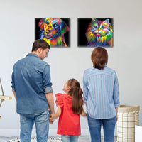 MITCIEN - Juego de 2 juegos de pintura por números para niños y adultos y principiantes, kits de regalo de pintura al óleo para bricolaje de 13.4 x 16.5 pulgadas (con marco de madera) – Colorido gato y perro - Arteztik
