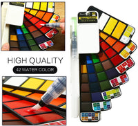 Watercolor - Juego de pintura de acuarela, plegable, con pinceles de agua, ideal para artistas, niños, estudiantes, también para todas las demás vacaciones - Arteztik
