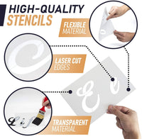 Plantillas de letras para pintar sobre madera - Plantillas de alfabeto con letra de caligrafía superior y letras minúsculas - Plantillas de plástico reutilizables con números y letreros - Juego de 40 piezas - 160 diseños - Arteztik
