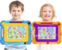 2 unidades de tamaño mediano magnético Doodle tablero de dibujo de juguete para niños y niños pequeños – Colorido grabado magnético borrable un boceto escritura almohadilla de dibujo con pluma mágica regalo clásico para niños niñas fiesta de cumpleaños - Arteztik
