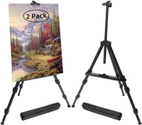 T-SIGN - Caballete de 72 pulgadas de alto, trípode de metal de aluminio, caballete de arte ajustable de 22 a 72 pulgadas, extra resistente para pintura de mesa/piso, dibujo y exhibición con bolsa, paquete de 2 negro - Arteztik
