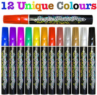 Desire Deluxe - Juego de 12 rotuladores acrílicos para pintura de roca, piedra, cerámica, vidrio, madera, lienzo, no tóxicos a base de agua, suministros de pintura para artistas - Arteztik
