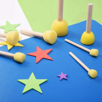 20 Pcs Assorted Size Round and Star Stencil Paint Foam Sponge Sets, Wooden Handle Foam Brush Furniture Art Crafts Painting Tool Supplies Painting Stippler Set DIY Painting Tools in 5 Sizes - Arteztik
