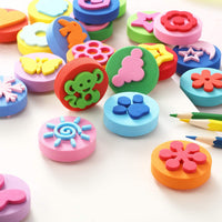 24 esponjas de pintura de espuma EVA para estampador de pintura de doble cara con esponja para dibujar y pintar para niños y niñas pequeñas, aprendizaje temprano y manualidades DIY, formas variadas - Arteztik
