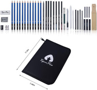 Art Supplies, juego de 40 lápices de dibujo y bocetos con soporte desplegable, kit de dibujo profesional que incluye grafito, carbón, pasteles y funda con cremallera, para niños, adolescentes y adultos - Arteztik
