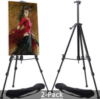 Caballete de exhibición de trípode de aluminio extragrueso con bolsa portátil, ajustable (21.7 in ~ 61.0 in), soporte de visualización para dibujar y exhibir el piso/mesa, para sostener arte de lienzo de hasta 29.0 in, Paquete de 2 - Arteztik
