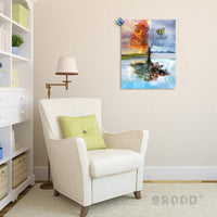 Kit de pintura al óleo DIY por números para adultos para principiantes – árbol de la vida de cuatro estaciones de 16 x 20 pulgadas - Arteztik
