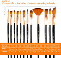 Juego de pinceles de pintura acrílica para manualidades, 12 pinceles profesionales para pintura de artistas, kit para pintura de maquillaje facial para niños, pintura acrílica, acuarela, aceite, roca, lienzo, pinceles de pintura de Halloween - Arteztik
