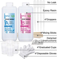 Kit de revestimiento de cristal transparente de resina epoxi, 40 onzas, resina de fundición de 2 piezas para arte, manualidades, fabricación de joyas, mesas de río, guantes adicionales, taza de medición, palos de madera y cuentagotas - Arteztik
