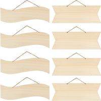 Cartel de madera colgante sin terminar en blanco para colgar placa de madera decorativa rebanadas de madera con cuerdas para pirografía, pintura, escritura en casa, manualidades, suministros pre-encordados (beige, 8) - Arteztik
