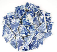 Lanyani Roto China Mosaico Azulejos, Azulejo de cerámica de porcelana azul y blanca esmaltado irregular para manualidades - Arteztik
