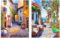 Juego de 2 kits de pintura de diamante 5D con números para adultos, niños, principiantes, Mediterráneo, paisaje europeo, decoración de pared del hogar, 12 x 16 pulgadas - Arteztik
