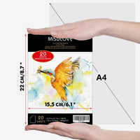 MISULOVE 6.1 x 8.7 pulgadas, almohadilla de papel de acuarela, prensado en frío, libre de ácidos, ideal para pintura de acuarela y medios húmedos, papel texturizado grande y cuaderno de bocetos, papel de arte para niños, 20 hojas blancas (140lb/300gsm) - Arteztik
