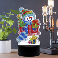 Lámpara LED de pintura de diamante, DIY con forma especial cuentas de diamante diseño de pintura LED luz nocturna punto de cruz bordado mosaico Kit lámpara para decoración del hogar de Navidad regalos para adultos y niños (Snowman) - Arteztik
