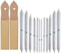 12 piezas tocones y Tortillions con juego de 2 piezas Papel de lija sacapuntas puntero para estudiante Sketch Dibujo Varios Tamaños - Arteztik
