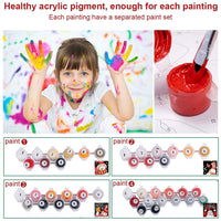 Colorwork 4 unidades de pintura por números para adultos y niños, kit de pintura al óleo de Navidad con pinceles, pigmento acrílico para principiantes, 11.8 x 11.8 in - Arteztik
