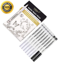 Rotuladores de pintura blanca, 8 unidades de 0.028 in, acrílico permanente, 6 rotuladores blancos con 2 rotuladores de pintura negra para madera, roca, plástico, piel, cristal, piedra, metal, lienzo, marcador de cerámica, punta extra fina, tinta opaca - Arteztik
