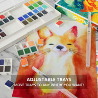 GOTIDEAL Juego de pintura para acuarela, 48 colores vivos en caja de bolsillo, con 2 bolígrafos recargables de agua para mezclar, rico pigmento perfecto para artistas, estudiantes, niños, principiantes y más portátil con paleta - Arteztik
