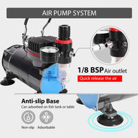 VIVOHOME 110-120V Sistema de pintura profesional de aerografía con compresor de aire de 1/5 HP y 3 kits de aerógrafo para tatuajes, zapatos de maquillaje, decoración de tartas, negro certificado ETL - Arteztik
