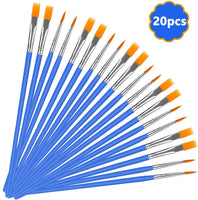 Juego de pinceles de pintura para artistas, pinceles planos de nailon, para óleo, acuarela, arte, modelos, pintura de uñas, pintura de roca, kits de pinceles para profesionales y niños, 30 unidades, color azul - Arteztik
