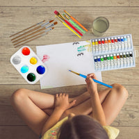 glokers Kids Painting Supplies Set - Arts Set with Acrylic Paints, Easel, Paintbrushes, Canvases, Palettes, Smock & Travel Storage Bag - Premium Children's Arts & Crafts Supplies - Arteztik
