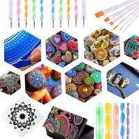 37 piezas Mandala Dotting Tools Kit de plantillas para pintar rocas, pinceles y bandeja de pintura para colorear dibujo y suministros de arte de uñas - Arteztik
