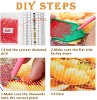 Kit de pintura de diamante para niños y adultos, 5D, accesorios de bricolaje con diseño de flores y diamantes, con taladro completo redondo para decoración de la pared del hogar - Arteztik
