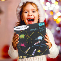 Juego de pintura acrílica, NASUM 24 tubos de colores de 0.4 fl oz y 6 pinceles de pintura, juego de arte para niños, estudiantes, principiantes, artistas, suministros de manualidades, pintura de cerámica, vidrio, madera, tela, lienzo - Arteztik
